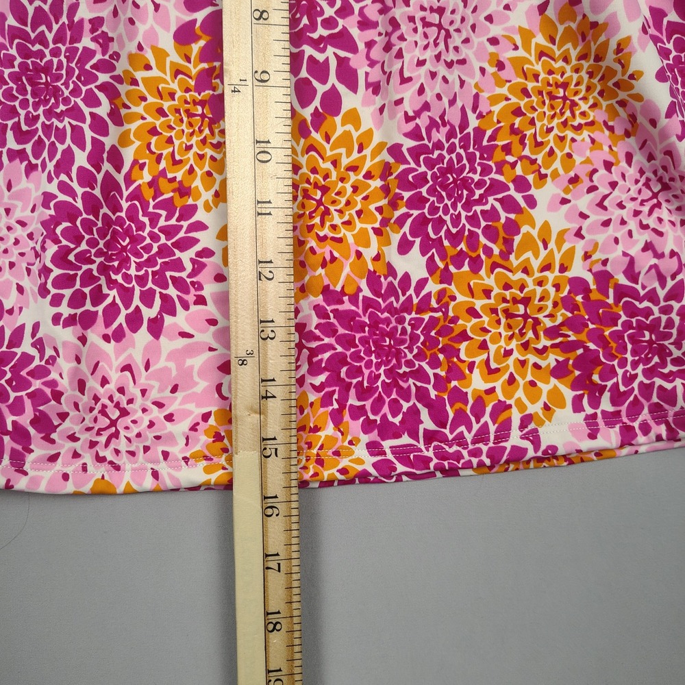 LL Bean Tankini Top Womens 18 Pink Floral Halter UPF 50 Nylon Blend Dahlia - Picture 5 of 7